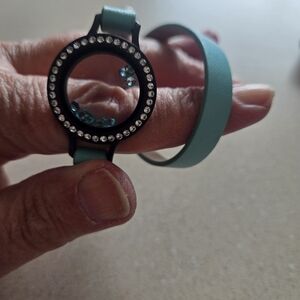 Origami Owl Black and Teal Locket Bracelet